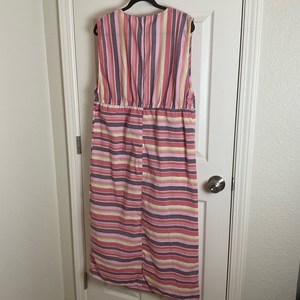 4Our Dreamers Anthropologie Striped V-Neck Maxi Dress Size Large - Picture 10 of 11